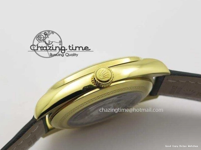 AAA Replica Watches YG On 3879 Numeral Black Leather Cellini Dial A Date Strap Black NewStyle Markers 0101